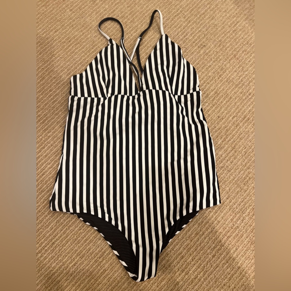 Acacia Swimwear Black and White Striped One Piece